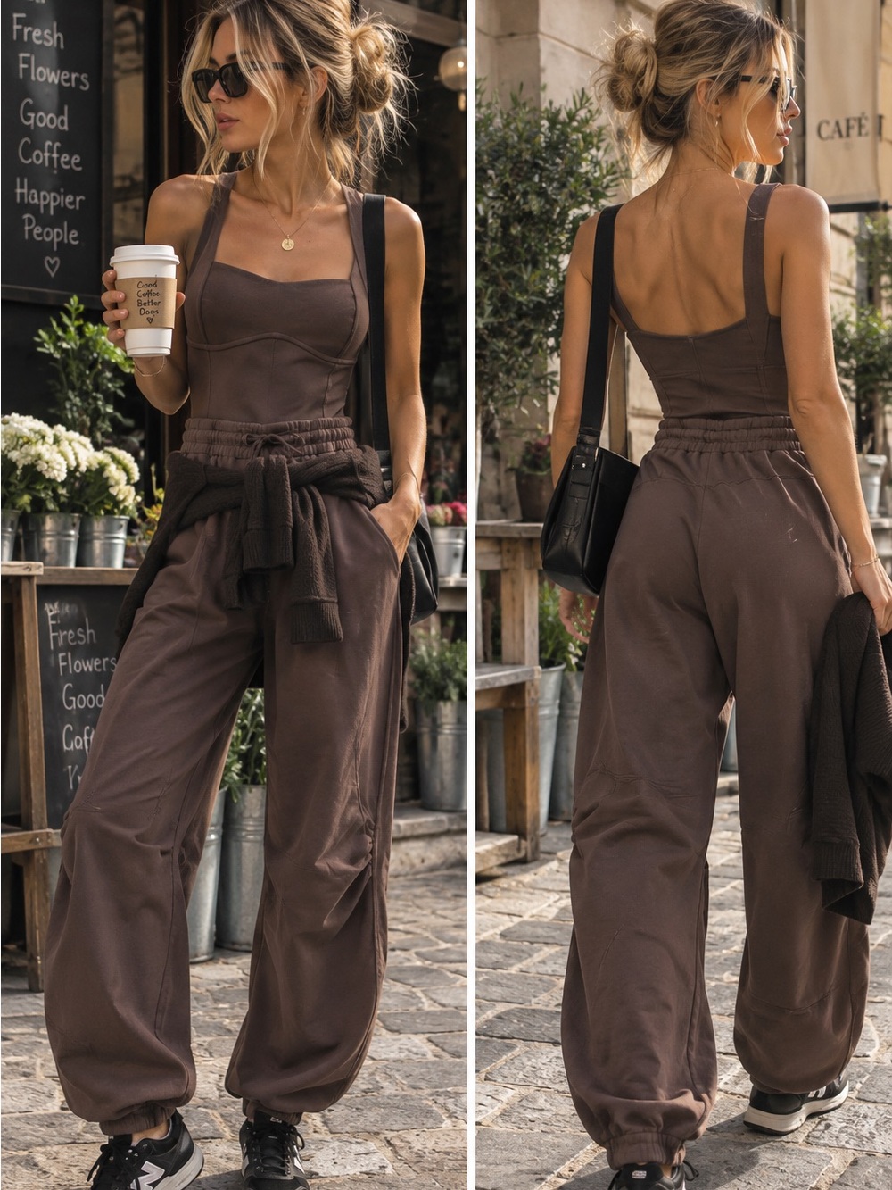 Free People FP Movement Inbound Onesie Dark Espresso M Jumpsuit RARE